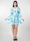 WOMEN'S BUTTERFLY PRINT SWISS SATIN MINI DRESS