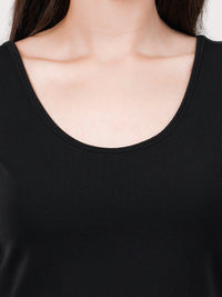 WOMEN'S BLACK KNITTED POLYESTER CO-ORDS SET