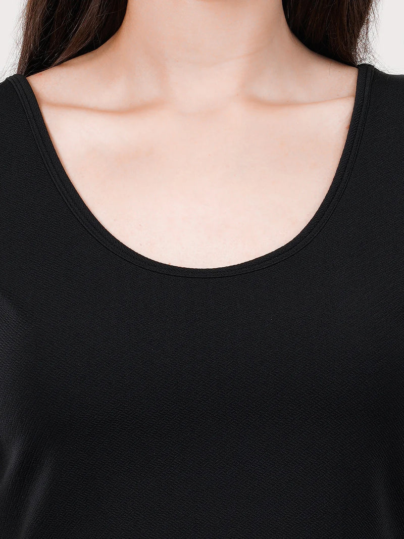 WOMEN'S BLACK KNITTED POLYESTER CO-ORDS SET