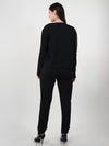 WOMEN'S BLACK KNITTED THREE PIECE POLYESTER CO-ORDS SET