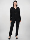 WOMEN'S BLACK KNITTED THREE PIECE POLYESTER CO-ORDS SET