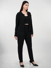 WOMEN'S BLACK KNITTED THREE PIECE POLYESTER CO-ORDS SET