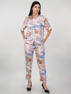 WOMEN'S SWISS SATIN PRINTED SHIRT WITH TROUSERS CO-ORDS SET