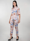 WOMEN'S SWISS SATIN PRINTED SHIRT WITH TROUSERS CO-ORDS SET