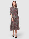 WOMEN'S FLORAL PRINT MAXI SHIRT RAYON DRESS