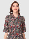 WOMEN'S FLORAL PRINT MAXI SHIRT RAYON DRESS