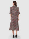 WOMEN'S FLORAL PRINT MAXI SHIRT RAYON DRESS