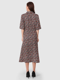 WOMEN'S FLORAL PRINT MAXI SHIRT RAYON DRESS