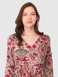 WOMEN'S V-NECKLINE RAYON FIT & FLARE DRESS