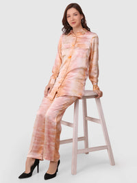 WOMEN'S SATIN PRINTED SHIRT WITH TROUSER CO-ORDS SET