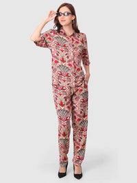 WOMEN'S PRINTED SHIRT WITH TROUSERS RAYON CO-ORDS SET