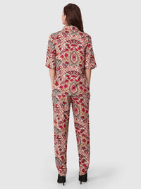 WOMEN'S PRINTED SHIRT WITH TROUSERS RAYON CO-ORDS SET
