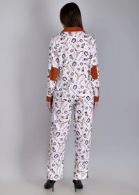 WOMEN'S BULL HORN MIX PRINT SHIRT WITH TROUSER RAYON CO-ORD SET