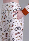 WOMEN'S BULL HORN MIX PRINT SHIRT WITH TROUSER RAYON CO-ORD SET