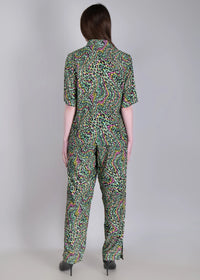 WOMEN'S LEOPARD PRINT SHIRT WITH TROUSERS RAYON CO-ORDS SET