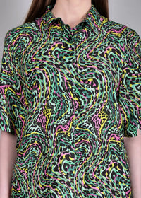 WOMEN'S LEOPARD PRINT SHIRT WITH TROUSERS RAYON CO-ORDS SET