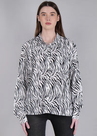 WOMEN'S ZEBRA PRINT RAYON SHIRT