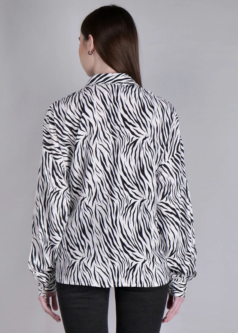 WOMEN'S ZEBRA PRINT RAYON SHIRT