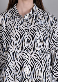 WOMEN'S ZEBRA PRINT RAYON SHIRT