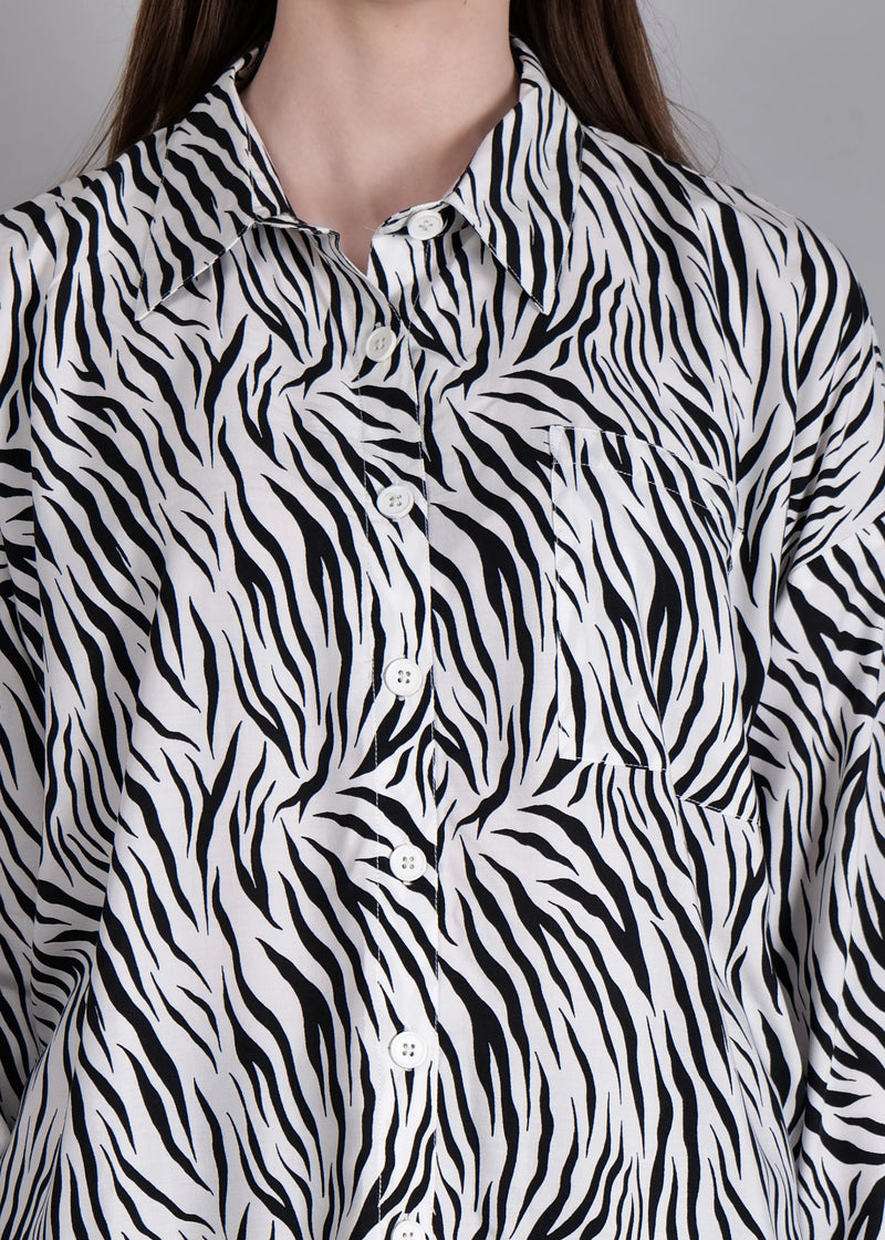 WOMEN'S ZEBRA PRINT RAYON SHIRT