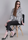 WOMEN'S ZEBRA PRINT RAYON SHIRT