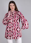 WOMEN'S GEOMETRIC PRINT PURE COTTON TOP
