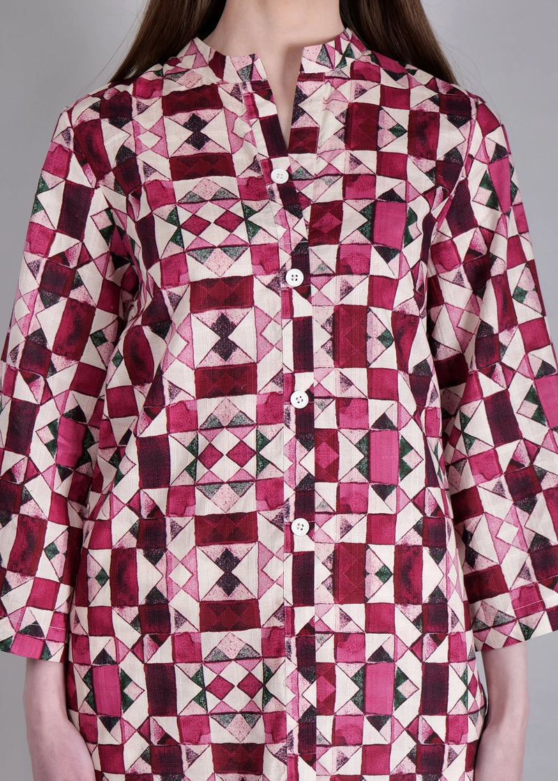 WOMEN'S GEOMETRIC PRINT PURE COTTON TOP