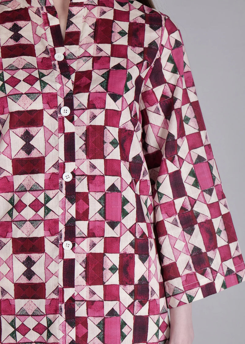 WOMEN'S GEOMETRIC PRINT PURE COTTON TOP