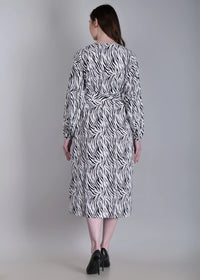 WOMEN'S ZEBRA PRINT A-LINE RAYON MIDI DRESS