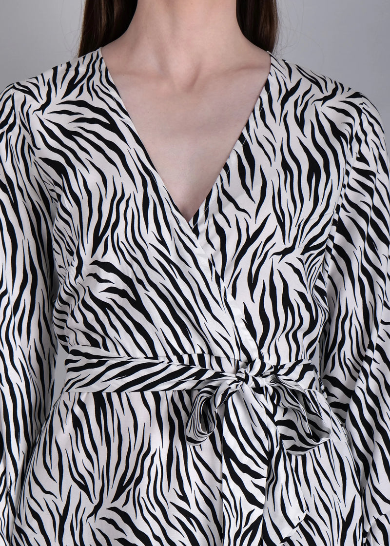 WOMEN'S ZEBRA PRINT A-LINE RAYON MIDI DRESS