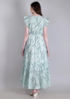 WOMEN'S PRINTED CROSS OVER WAIST CUT PURE COTTON MAXI DRESS