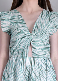 WOMEN'S PRINTED CROSS OVER WAIST CUT PURE COTTON MAXI DRESS