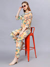 WOMEN'S TROPICAL PRINTED HIGH LOW SHIRT WITH  TROUSERS RAYON CO-ORDS SET
