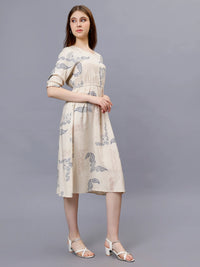 WOMEN'S LOOSE FITTING PAISLEY PRINT LONG TUNIC RAYON DRESS