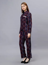 WOMEN'S IKAT PRINTED SHIRT WITH TROUSERS RAYON CO-ORDS SET