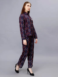 WOMEN'S IKAT PRINTED SHIRT WITH TROUSERS RAYON CO-ORDS SET